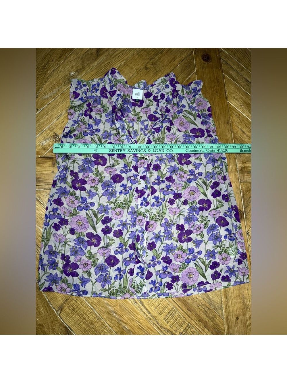 CAbi Purple Floral Sleeveless Trifle Top - Picture 5 of 9